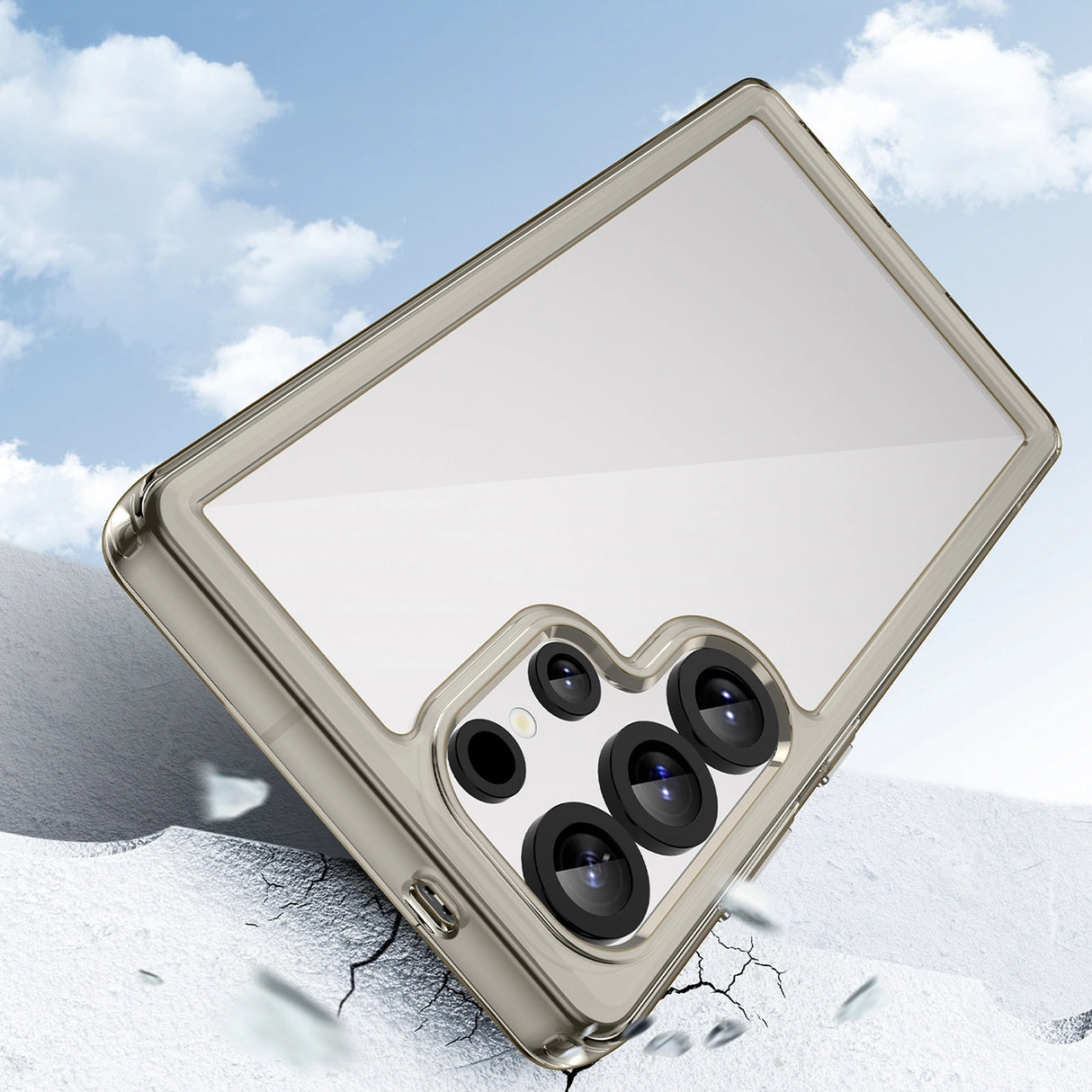 Udendørs rumkasse med gelramme til Samsung Galaxy S25 Ultra - Clear Black