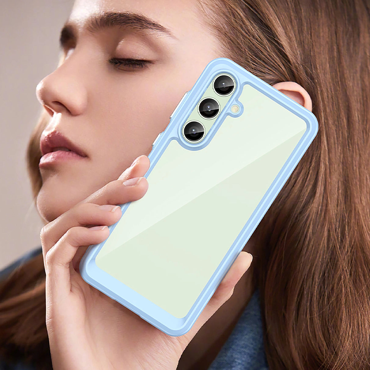 Udendørs rumkasse med gelramme til Samsung Galaxy S24 FE - Blå