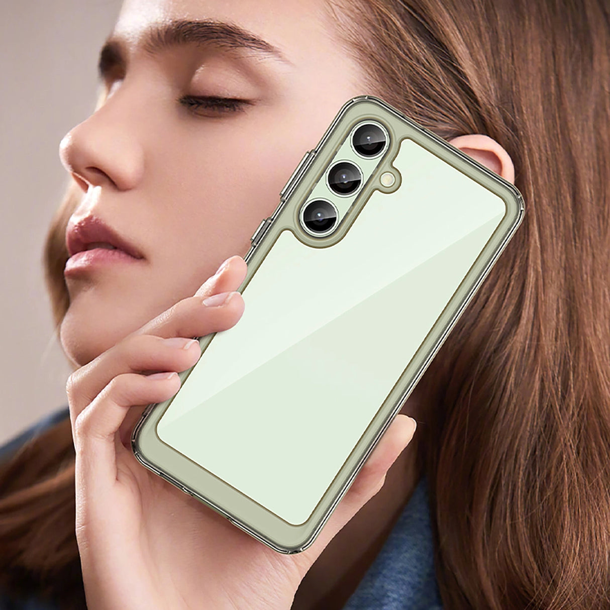 Udendørs rumkasse med gelramme til Samsung Galaxy S24 FE - Clear Black