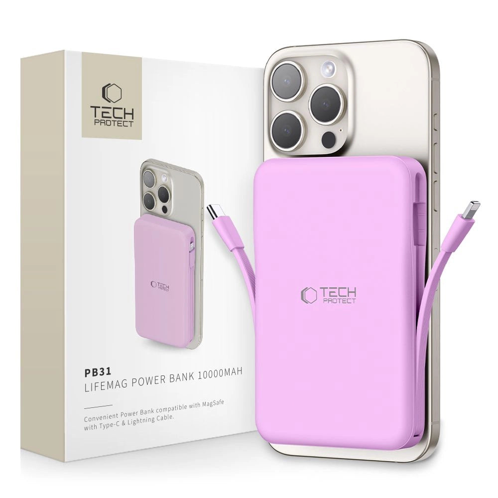 Tech-Protect PB31 MagSafe 10000mAH Power Bank - lilla