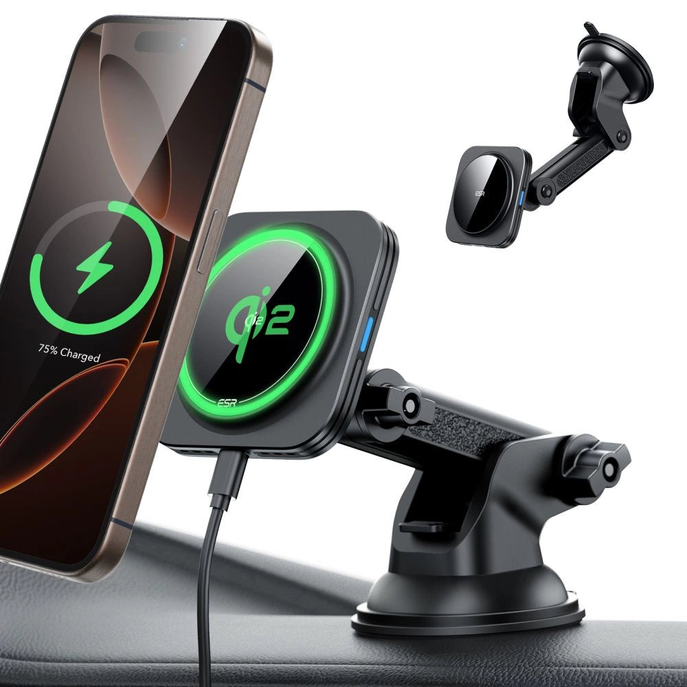 ESR Halolock Magnetic MagSafe QI2 15W Car Holder - Black