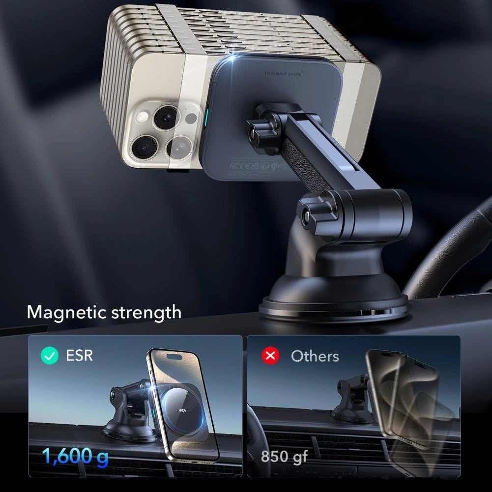 ESR Halolock Magnetic MagSafe QI2 15W Car Holder - Black