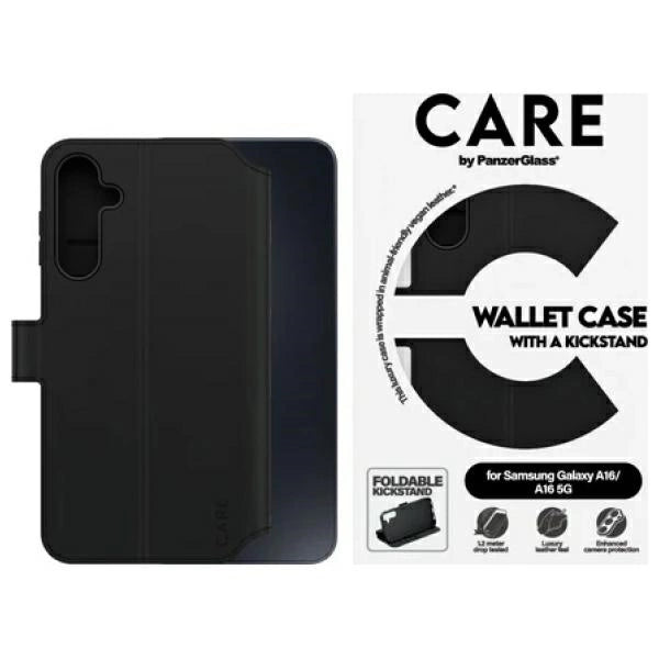 CARE af PanzerGlass Feature Kickstand Wallet Case til Samsung Galaxy A16 / A16 5G - sort