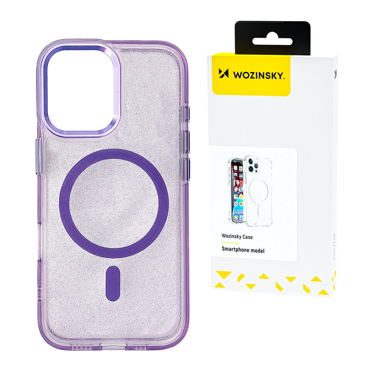 Wozinsky Glitter Case MagSafe til Samsung Galaxy S24 FE - Lila med Glitter