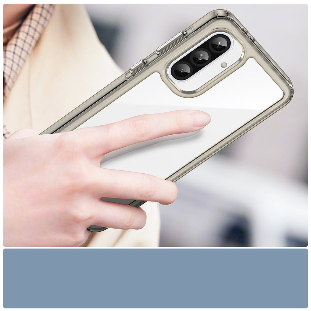 Outer Space Case for Samsung Galaxy A56 Cover med Flexible Frame - Halvt gennemsigtigt, sort