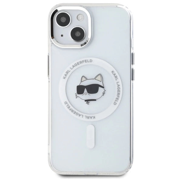 Karl Lagerfeld IML Metal Choupette Head MagSafe iPhone 15 Plus Case - White