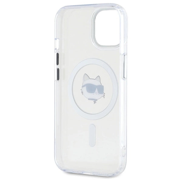 Karl Lagerfeld IML Metal Choupette Head MagSafe iPhone 15 Plus Case - White