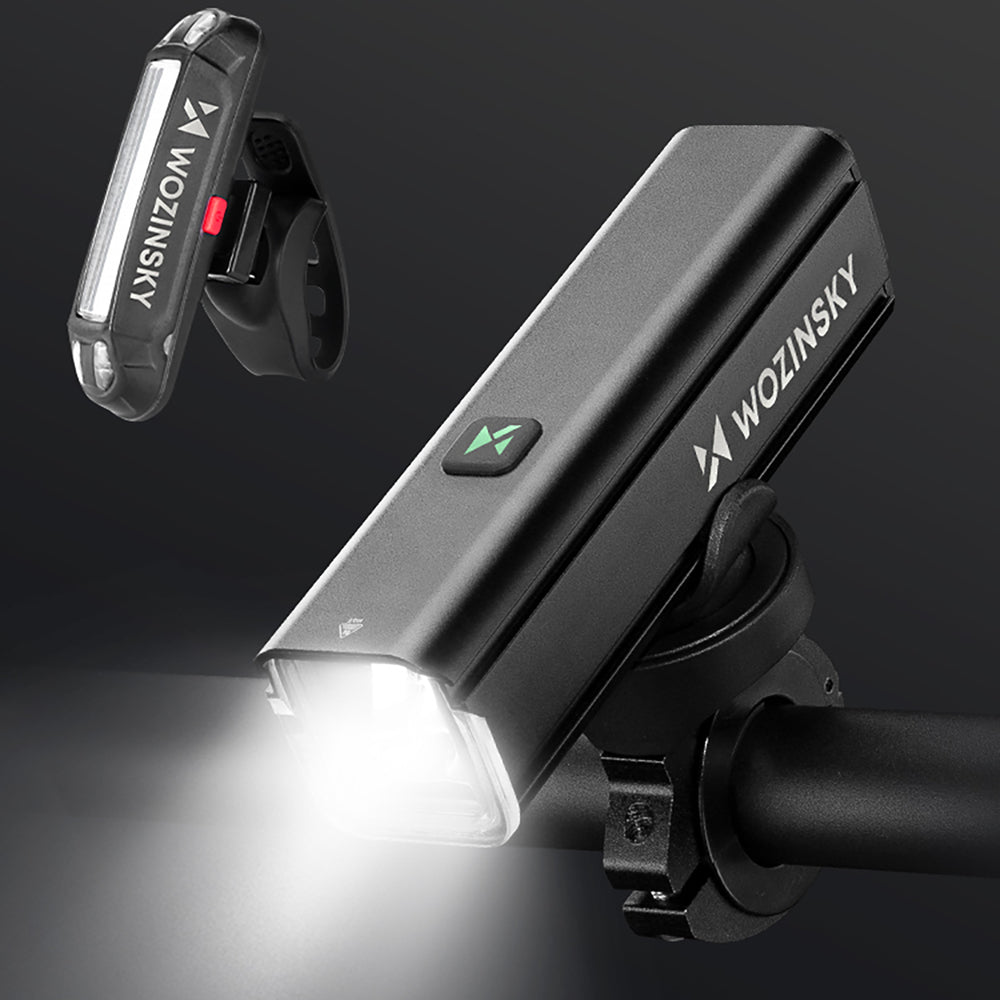 Wozinsky WSBLB3 Front (1000 lm) and Rear USB-C Bike Light Set - Black