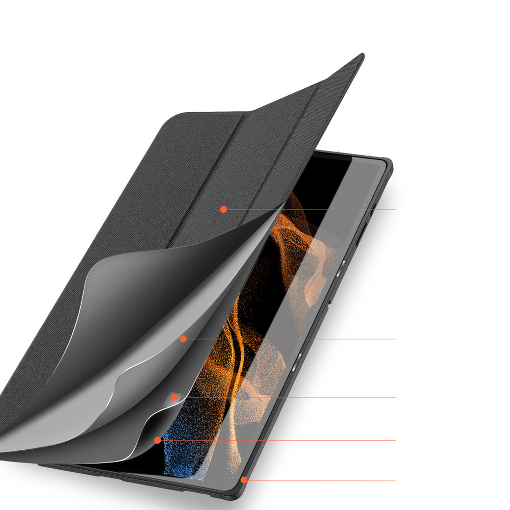 Dux Ducis Domo sammenklappeligt dæksel til tablet med Smart Sleep-funktion Samsung Galaxy Tab S8/S9 Ultra stativ sort
