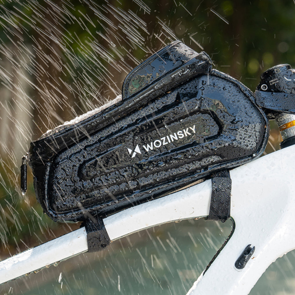 Wozinsky cykeltaske til rammen, pansret, med telefonlomme, 1,7 l - sort