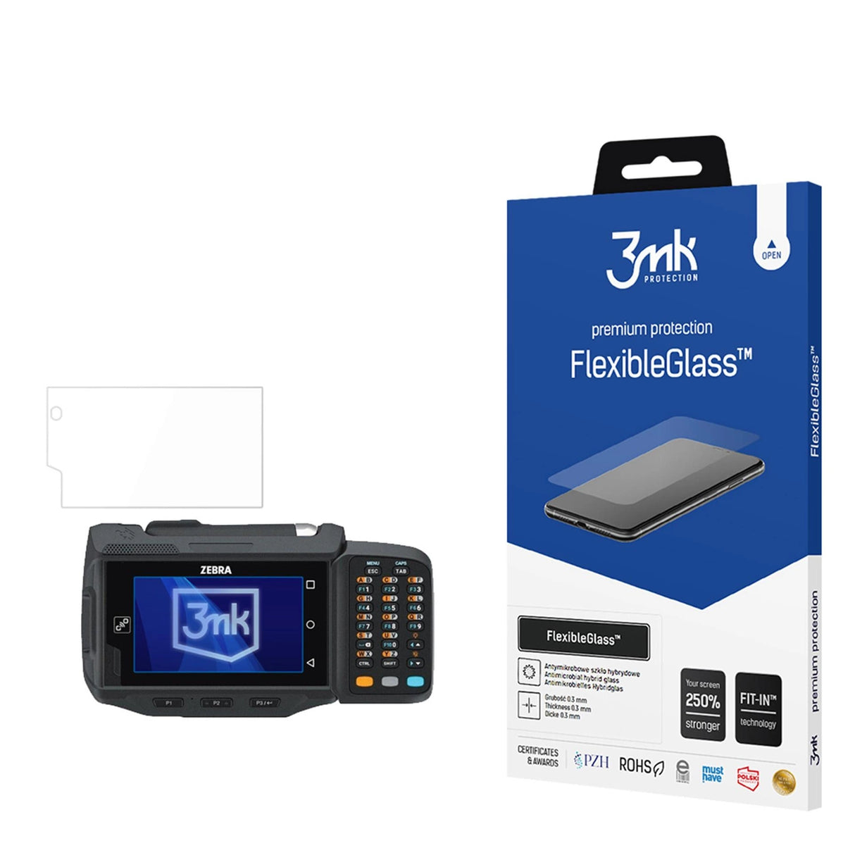 Hybridglas 3mk FlexibleGlassTM på Zebra WT6000 / WT6300