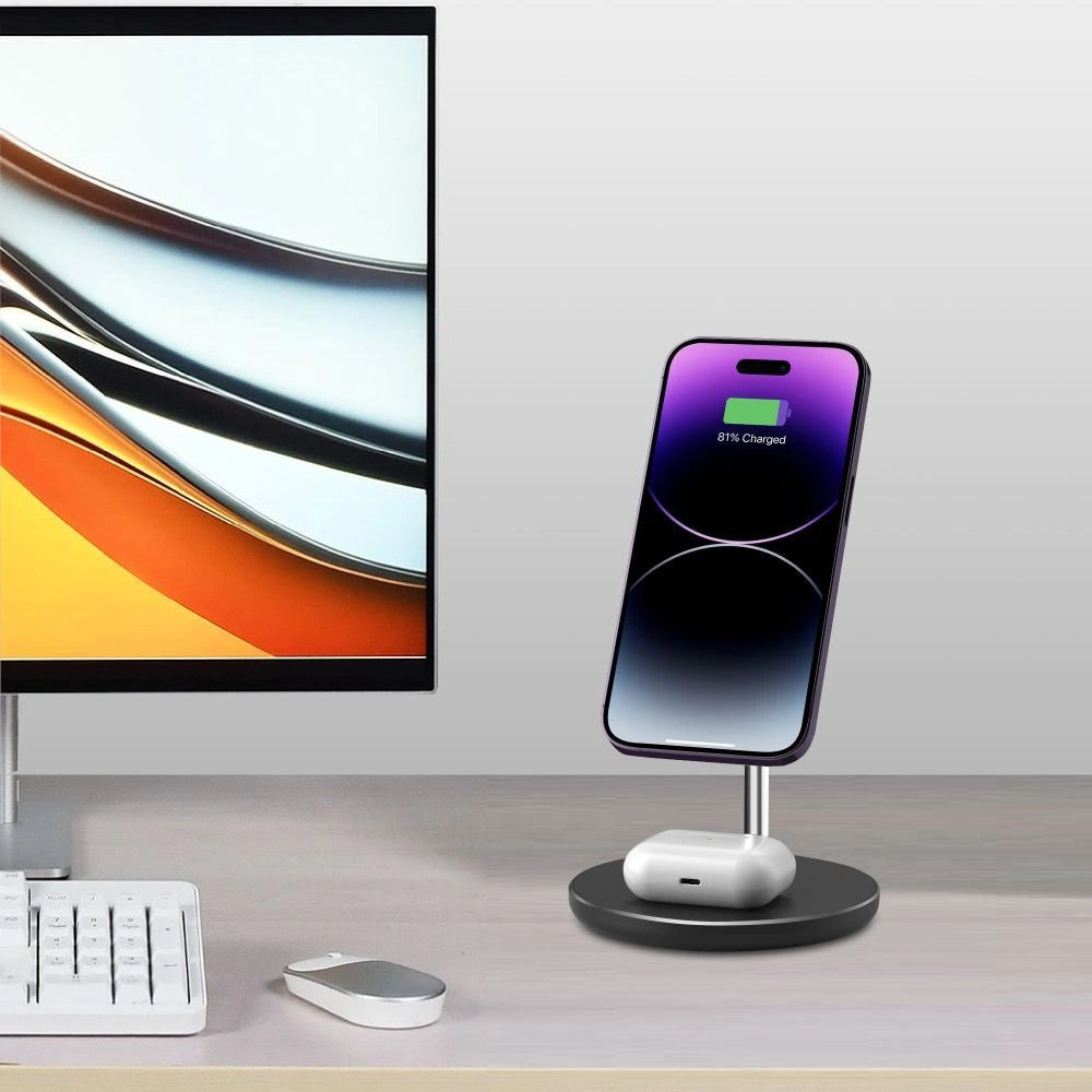 Tech-Protect QI15W-A39 2in1 MagSafe-opladningsstation - sort