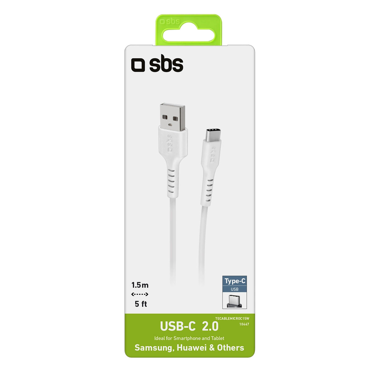 SBS TECLEMICROC15W USB-A - USB-C Kabel 1,5 m - Hvid