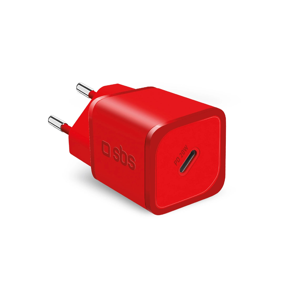 SBS TETRGAN1C20R 20W GaN Wall Charger med Power Delivery - Rød