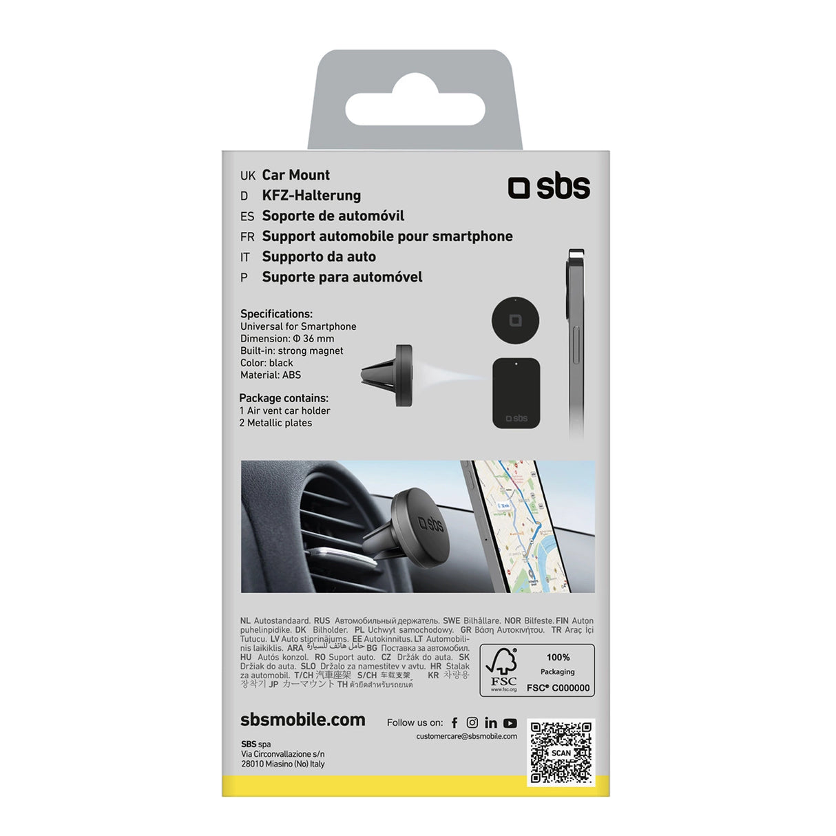 SBS TESUPPUNIVAIRMAG smartphone holder magnetisk, til luftventil - sort