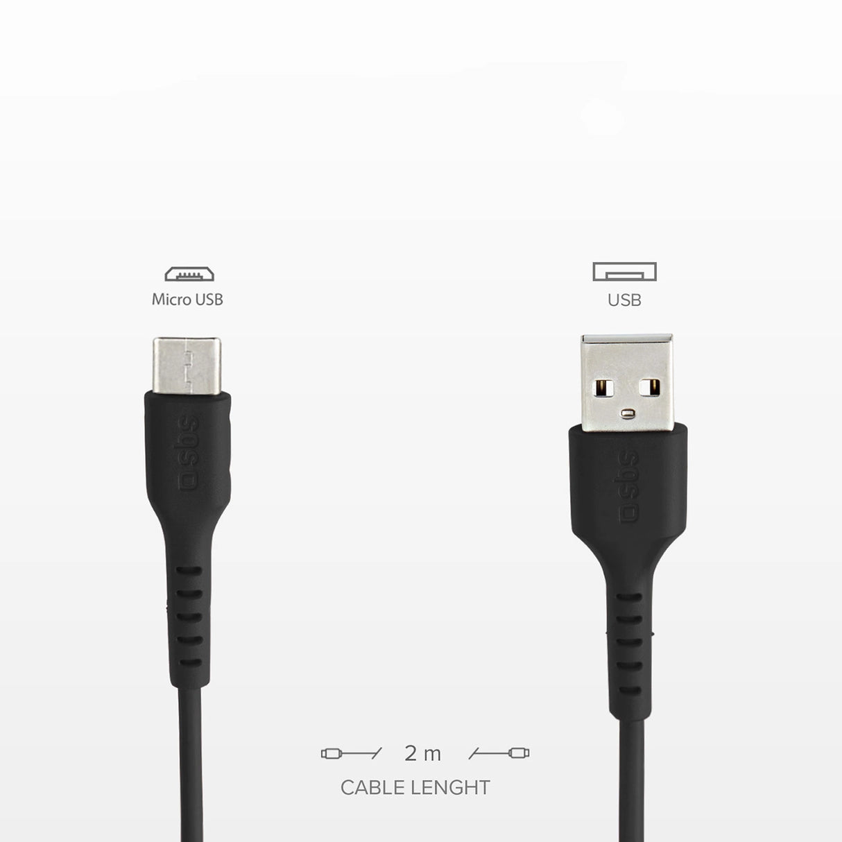 SBS TECLEMICRO2K USB-A - Micro-USB-kabel 2 m - sort