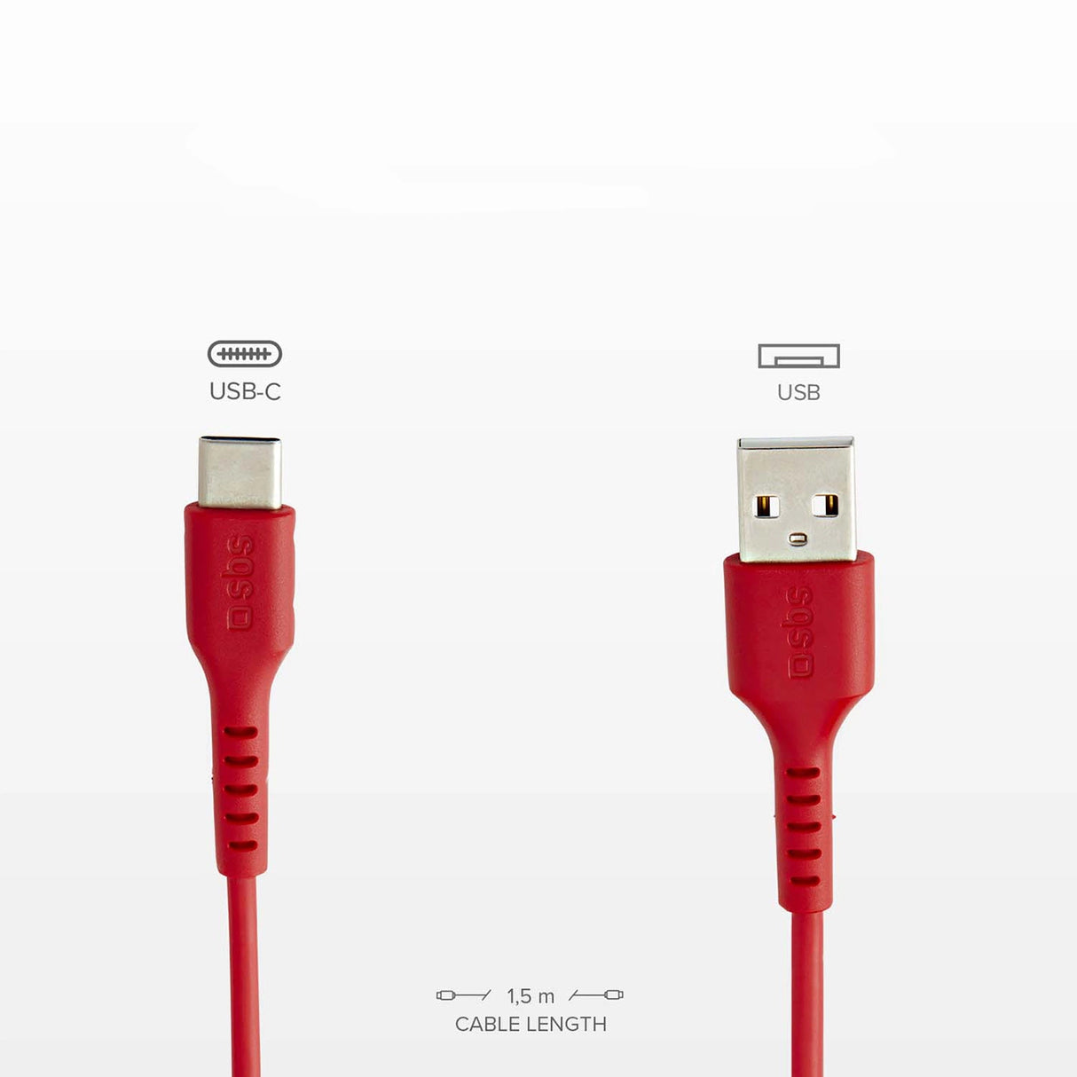 SBS TECLEMICROC15R USB-A - USB-C Kabel 1,5 m - Rød