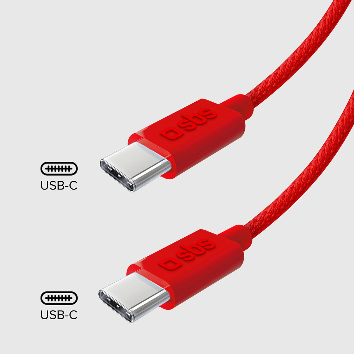 SBS TECABLETISSUETCCR USB-C - USB-C 1,5 m 60W flæsket kabel - rød