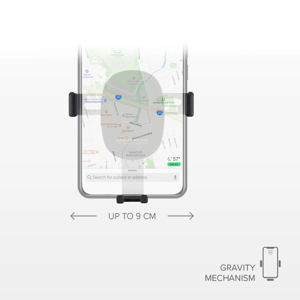 SBS TESUPPCLIPGRAVK smartphone holder til luftventil, gravity - sort