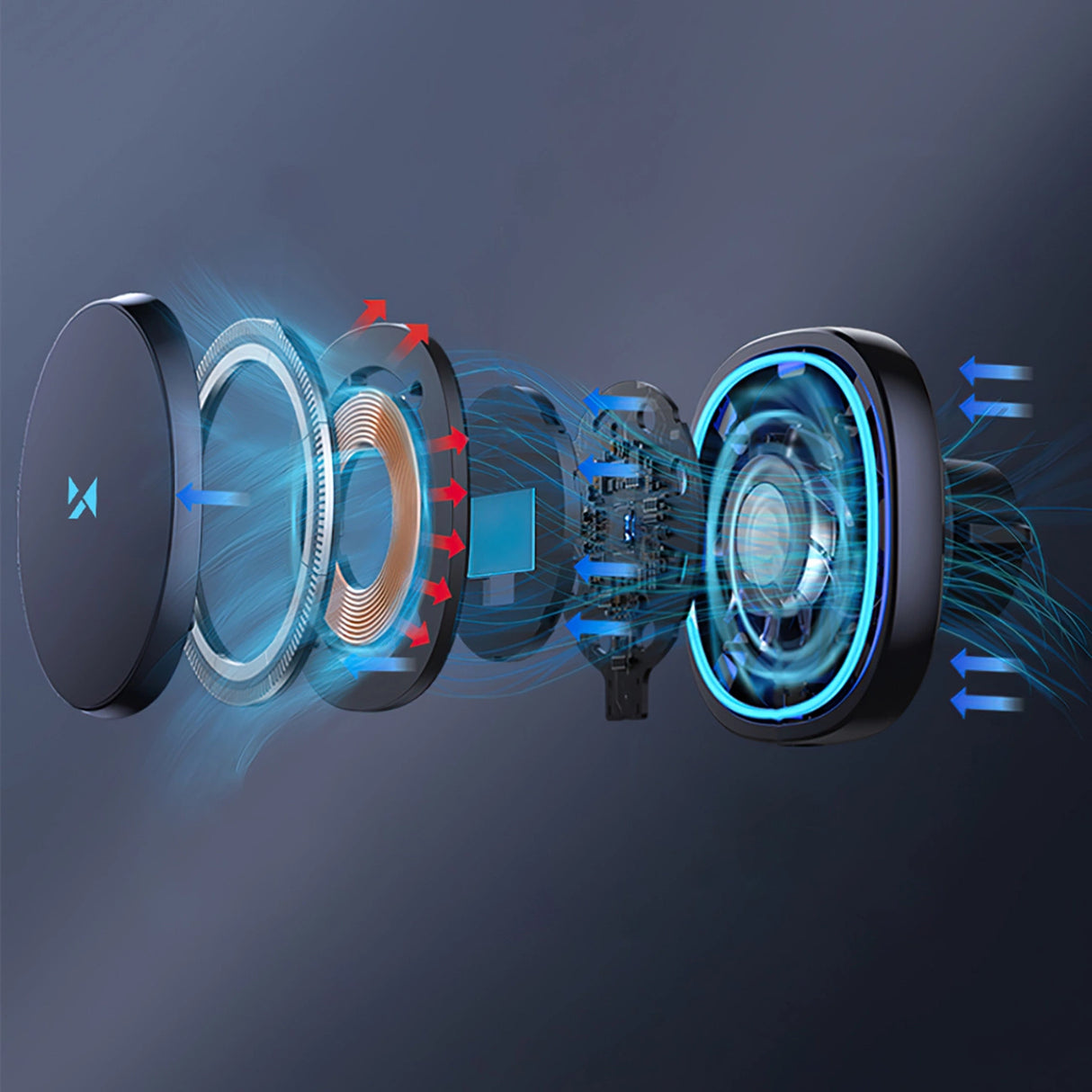 Wozinsky WCT5-Q6S2Y Bilholder med Qi/MagSafe 15W induktiv oplader til ventilationsgrill med ventilator - sort