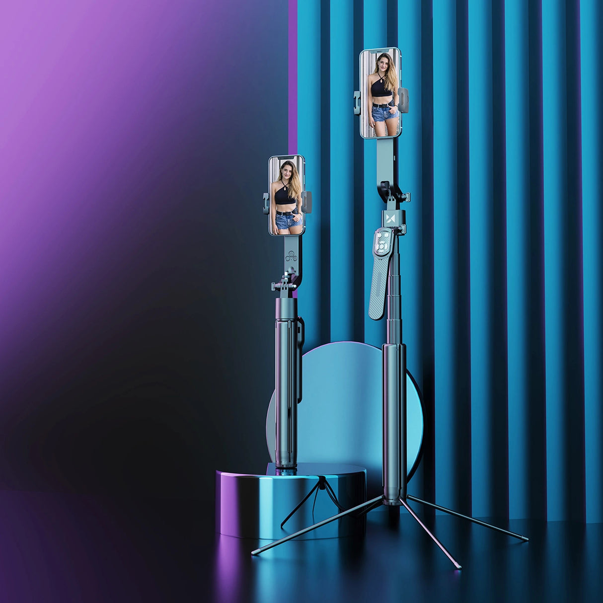 Wozinsky WST-360YS Selfie Stick med Tripod-funktion med 360 ° AI Auto Face Tracking Gesture Control - sort