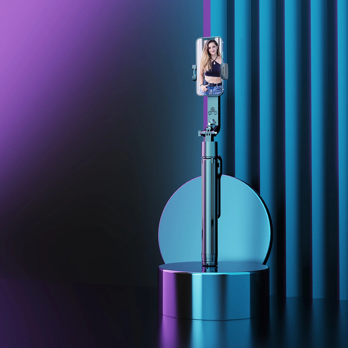 Wozinsky WST-360YS Selfie Stick med Tripod-funktion med 360 ° AI Auto Face Tracking Gesture Control - sort