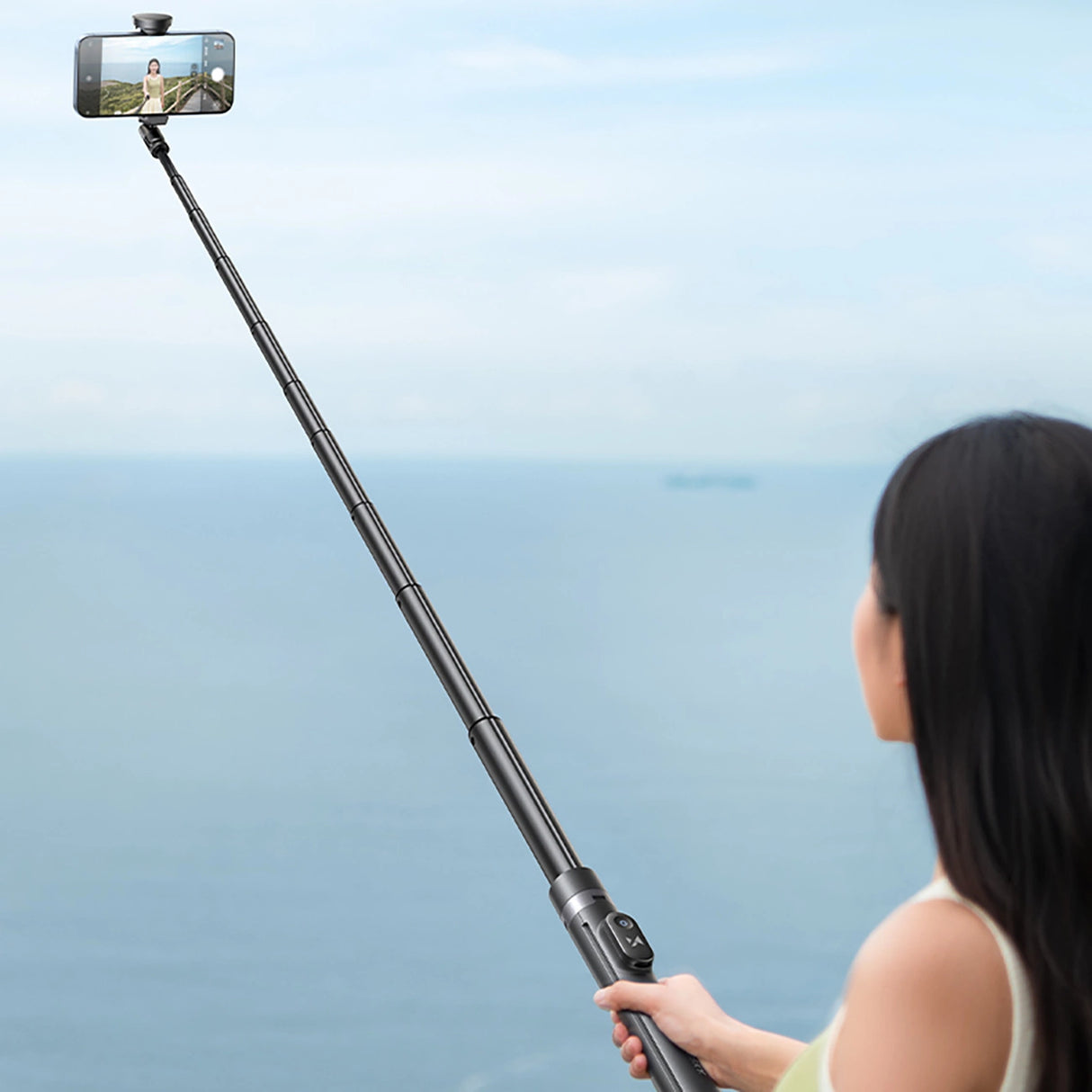 Selfie stick Wozinsky WRZP1 med automatisk udstrakte ben, stativ funktion, 1,7 m - sort