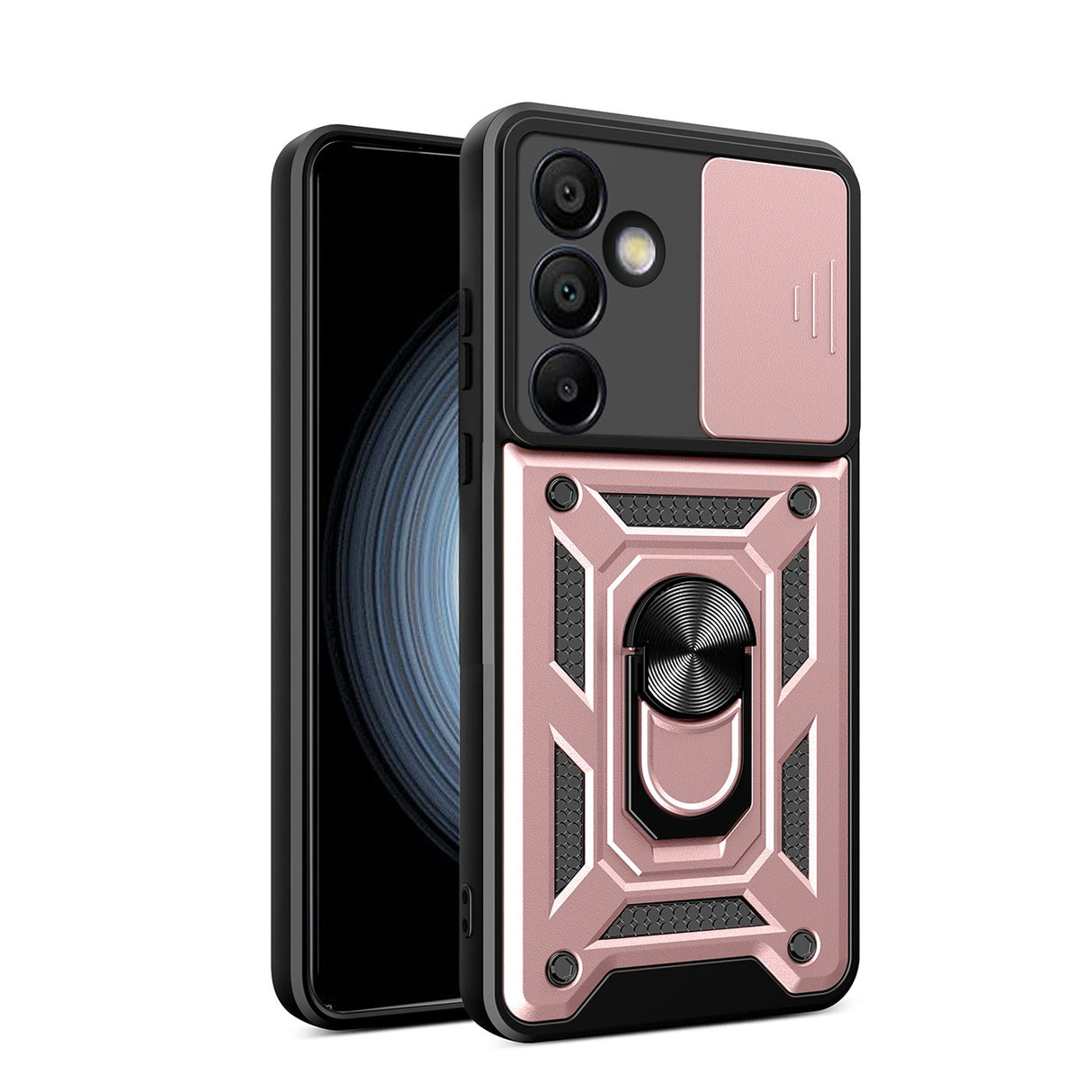 Hybrid Armor Camshield med Stand og Camera Cover til Samsung Galaxy A36 - Pink