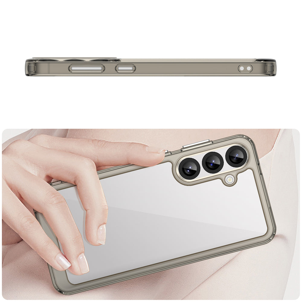 Outer Space Case for Samsung Galaxy A36 Cover med Flexible Frame - Halvt gennemsigtigt, sort