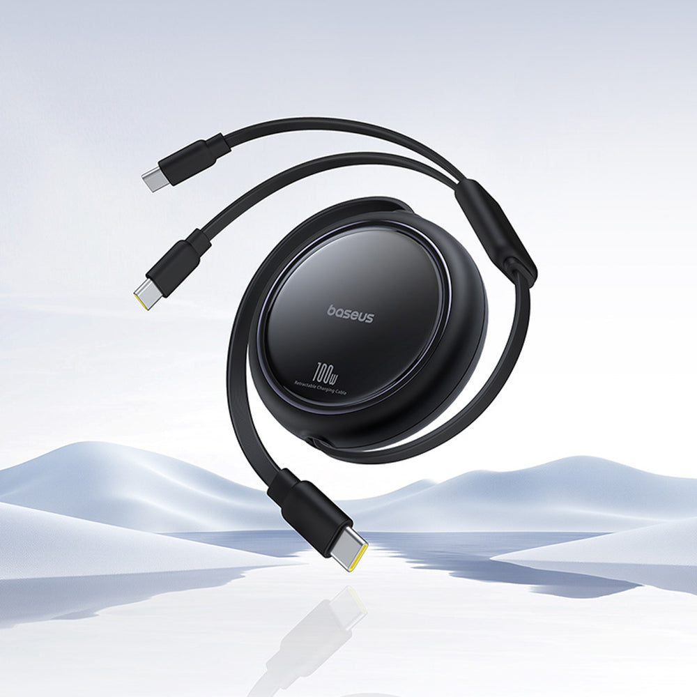Baseus Bright Mirror Series USB-C Retractable Cable - 2 x USB-C 100W 1m - Black