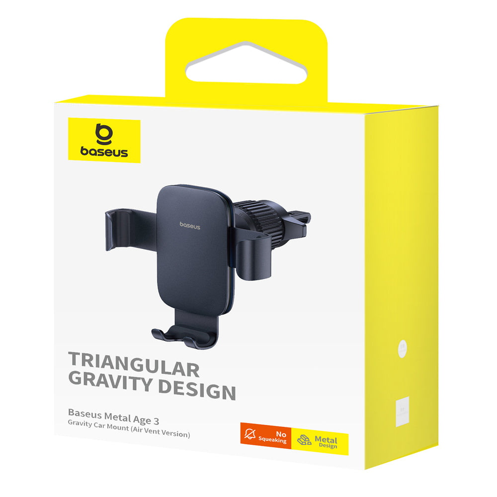 Baseus Metal Age 3 Car Phone Holder, Gravity, for Air Vent - Black
