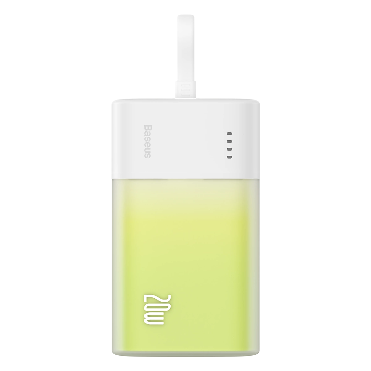 Baseus Popsicle 5200mAh 20W Powerbank med indbygget lynkabel (+ hvid Baseus Simple USB-C - USB-C 60W / 20V / 3A / 30cm kabel) - hvid-grøn