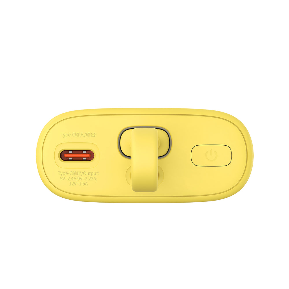 Baseus Popsicle 5200mAh 20W Powerbank with Built-in Lightning Cable (+ White Baseus Simple USB-C - USB-C 60W/20V/3A/30cm Cable) - Yellow-Pink
