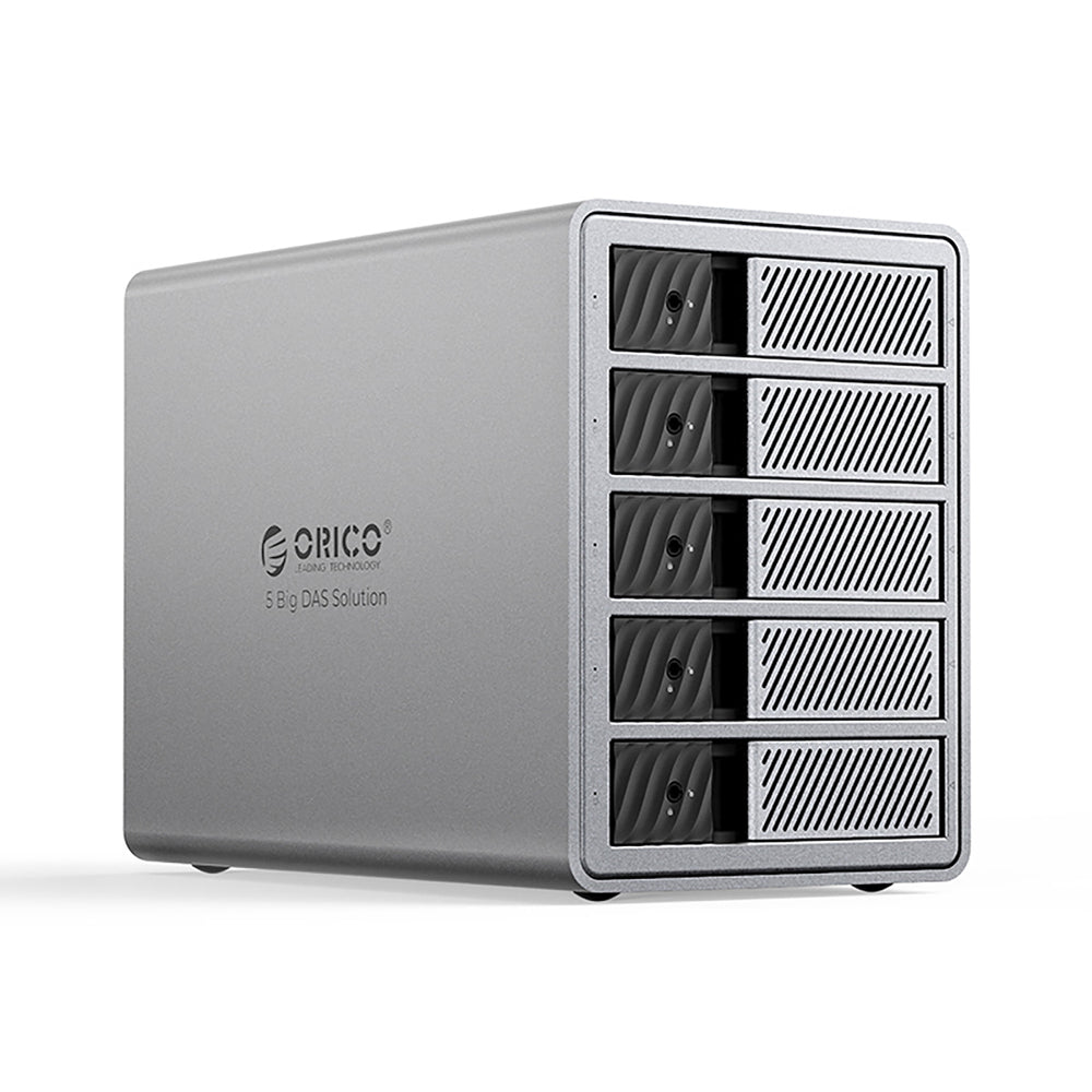 Orico 9858T3 5 Big DAS Solution ProThunder Disk Array med Thunderbolt 3 til 5 x 2,5"/3,5" SATA HDD/SSD - Grå