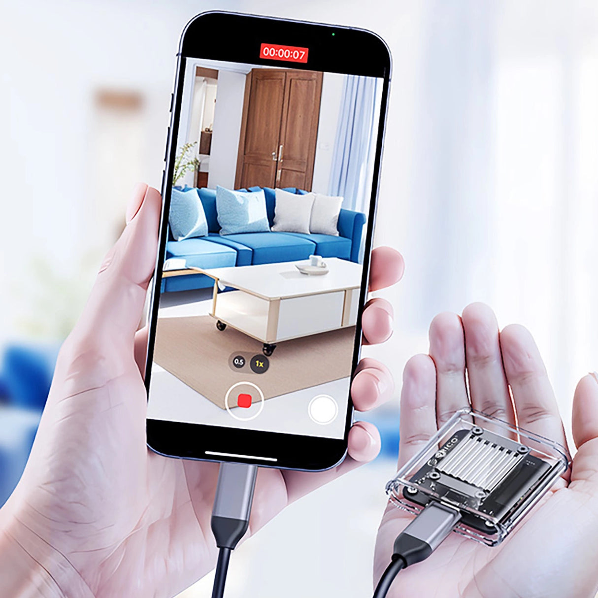 Orico TC20-M2-10G M.2 NVME USB-C 3.2 Disk Caddy - Gennemsigtig