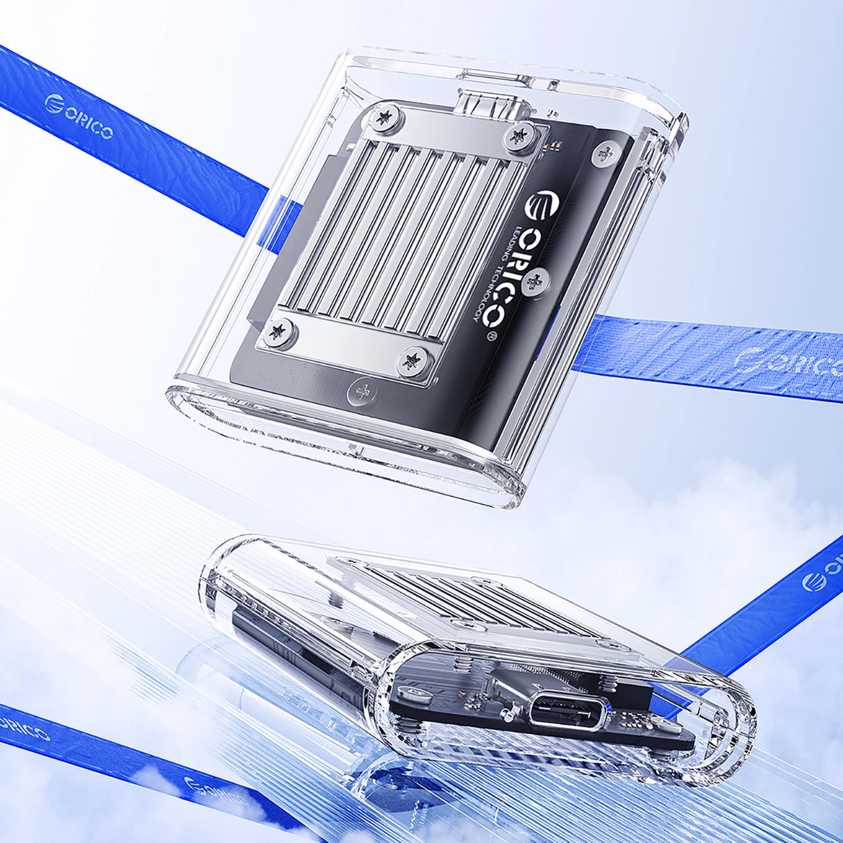 Orico TC20-M2-10G M.2 NVME USB-C 3.2 Disk Caddy - Gennemsigtig