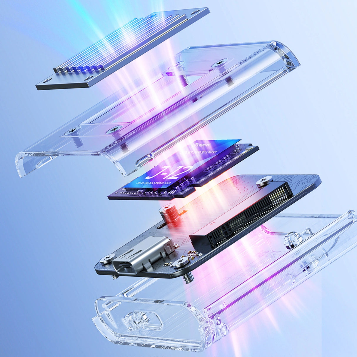 Orico TC20-M2-10G M.2 NVME USB-C 3.2 Disk Caddy - Gennemsigtig