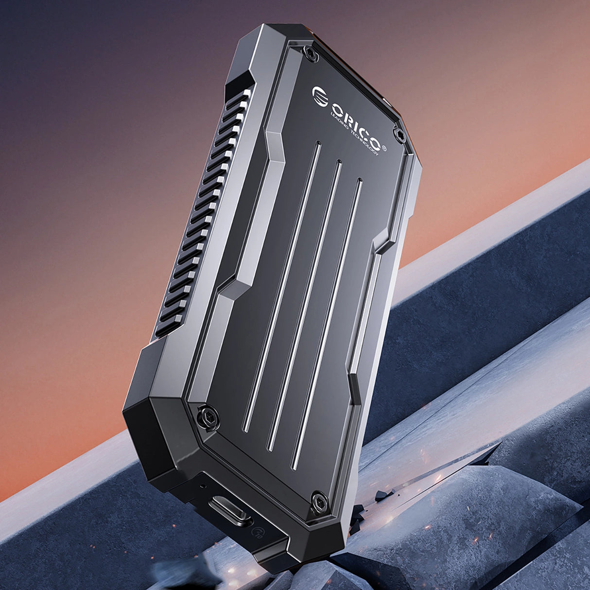 Orico OXS2C3-G2 M.2 NVMe/SATA SSD USB-C 3.2 Taktisk forstærket disk caddy - Grå