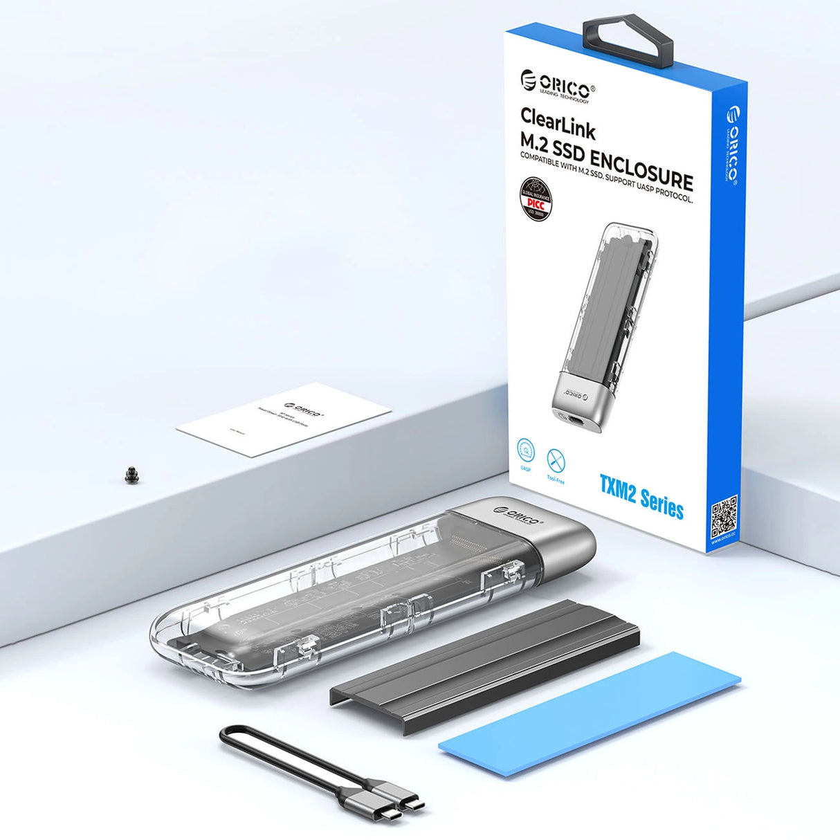 Orico TXM2-C3 M.2 NVME USB-C 3.2 10Gb/s Disk Drive - Grå