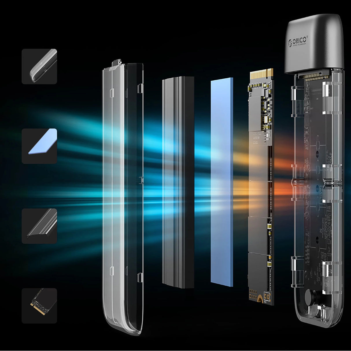 Orico TXM2-C3 M.2 NVME USB-C 3.2 10Gb/s Disk Drive - Grå