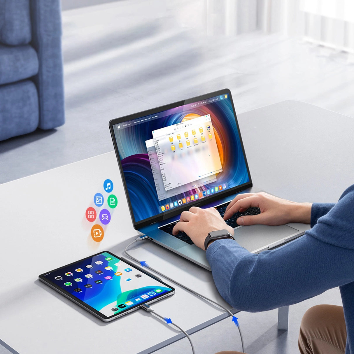 Orico CDX 100W 5A Power Delivery USB-C - USB-C 1m Kabel - Hvid