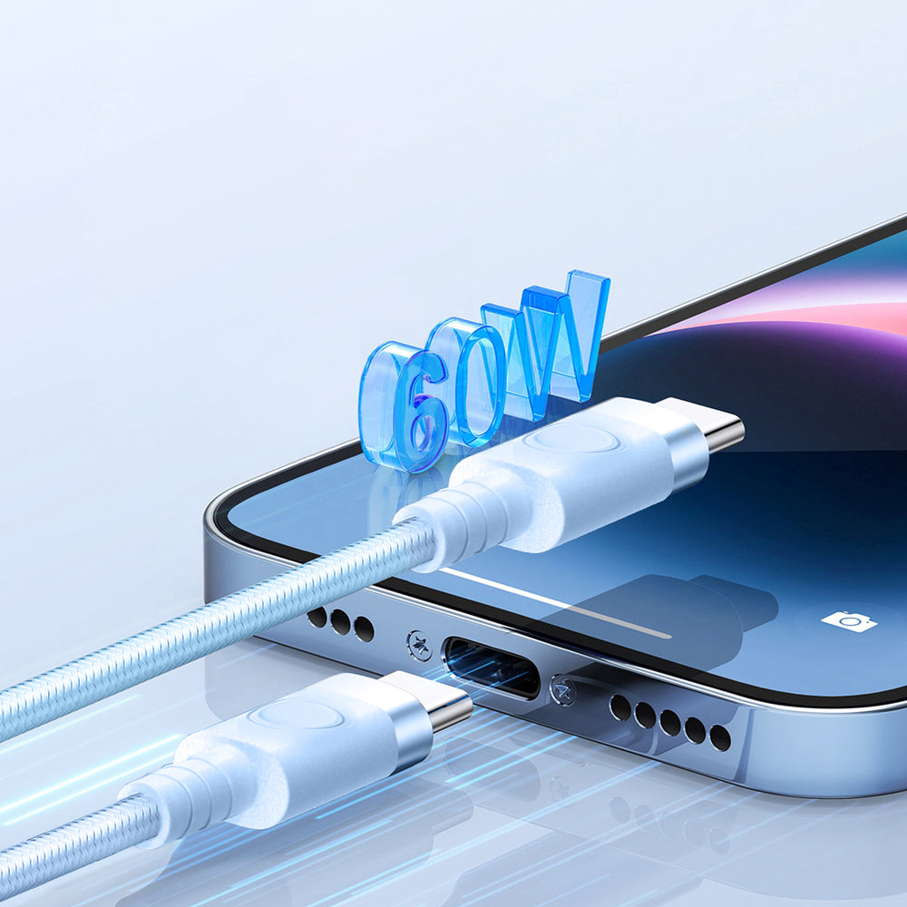 Orico CDX 60W 3A Power Delivery USB-C - USB-C kabel 1m - blå