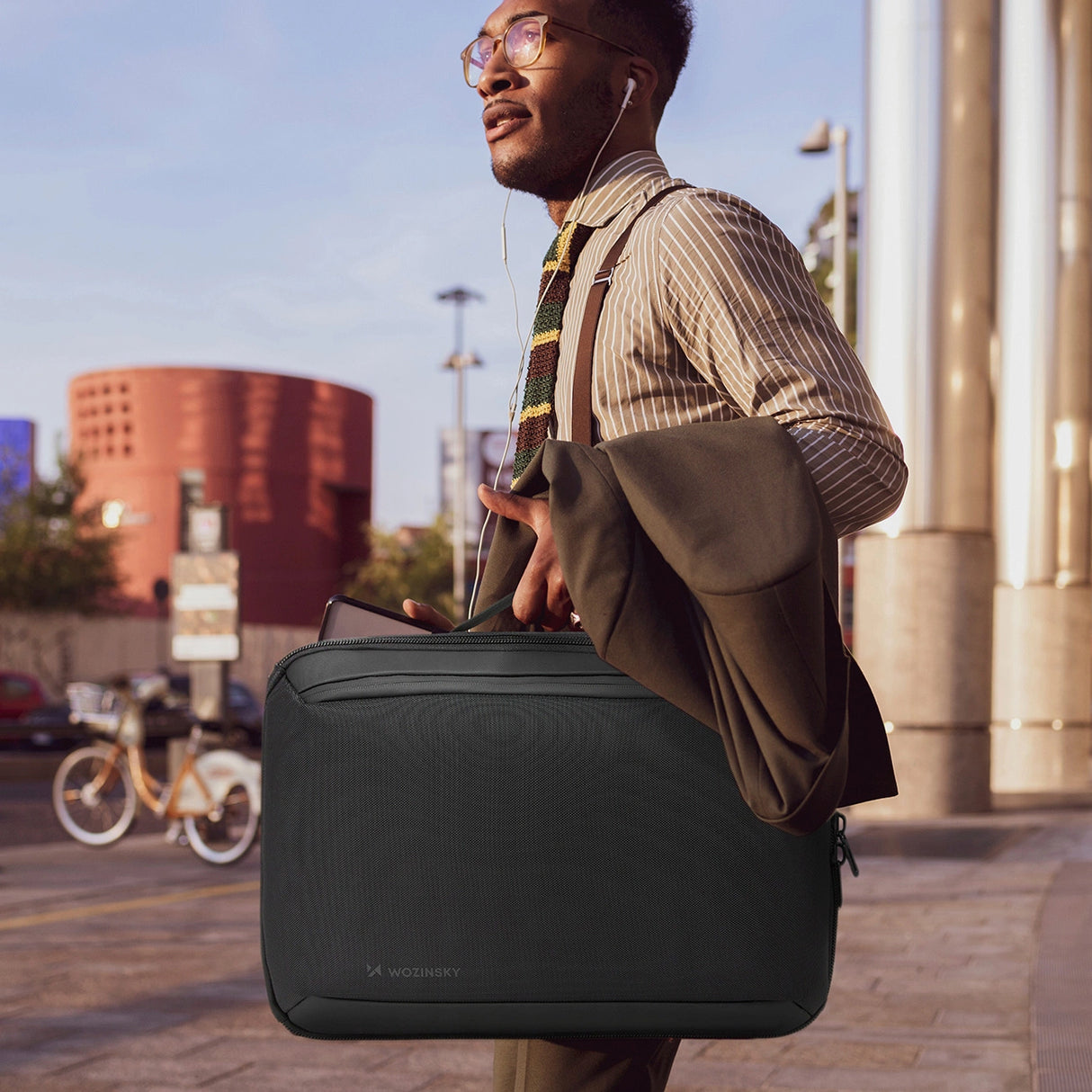 Wozinsky Premium 15.6 Laptop rygsæk/taske med rem - sort