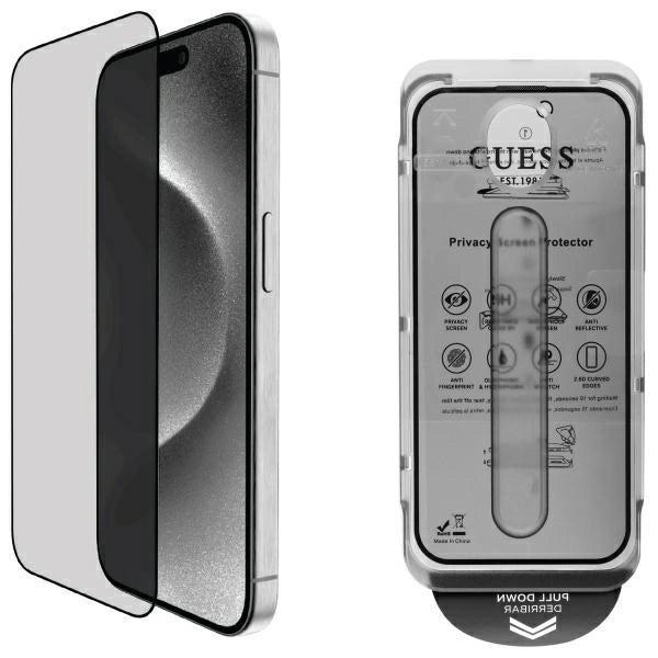 Guess Screen Protector Privacy 2.5D Outline hærdet glas til iPhone 16 Pro