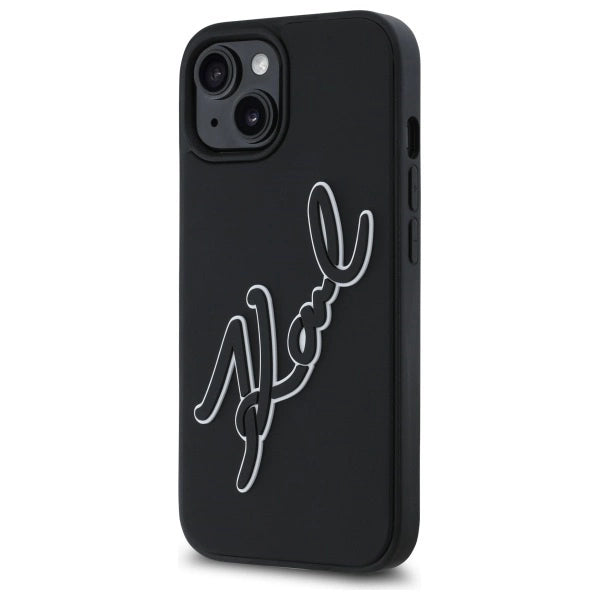 Karl Lagerfeld 3D Rubber Signature iPhone 15 Case - Black