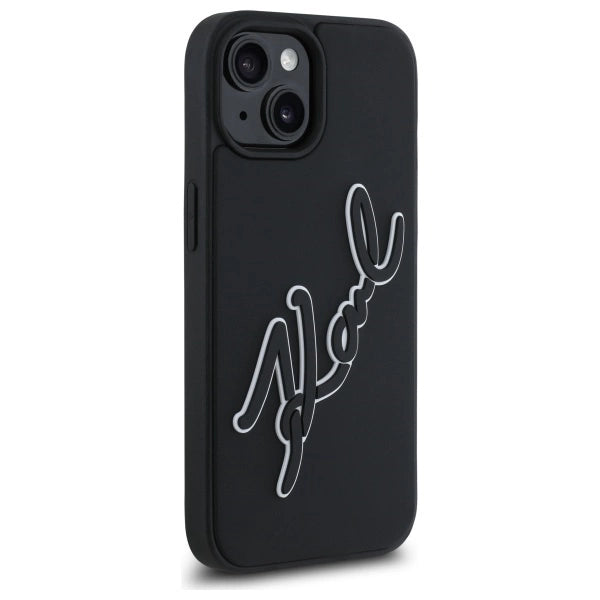 Karl Lagerfeld 3D Rubber Signature iPhone 15 Case - Black
