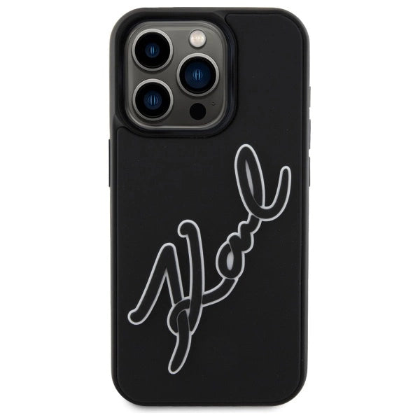 Karl Lagerfeld 3D Rubber Signature Case for iPhone 15 Pro Max - Black