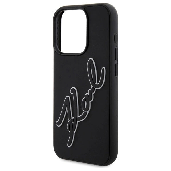 Karl Lagerfeld 3D Rubber Signature Case for iPhone 15 Pro Max - Black