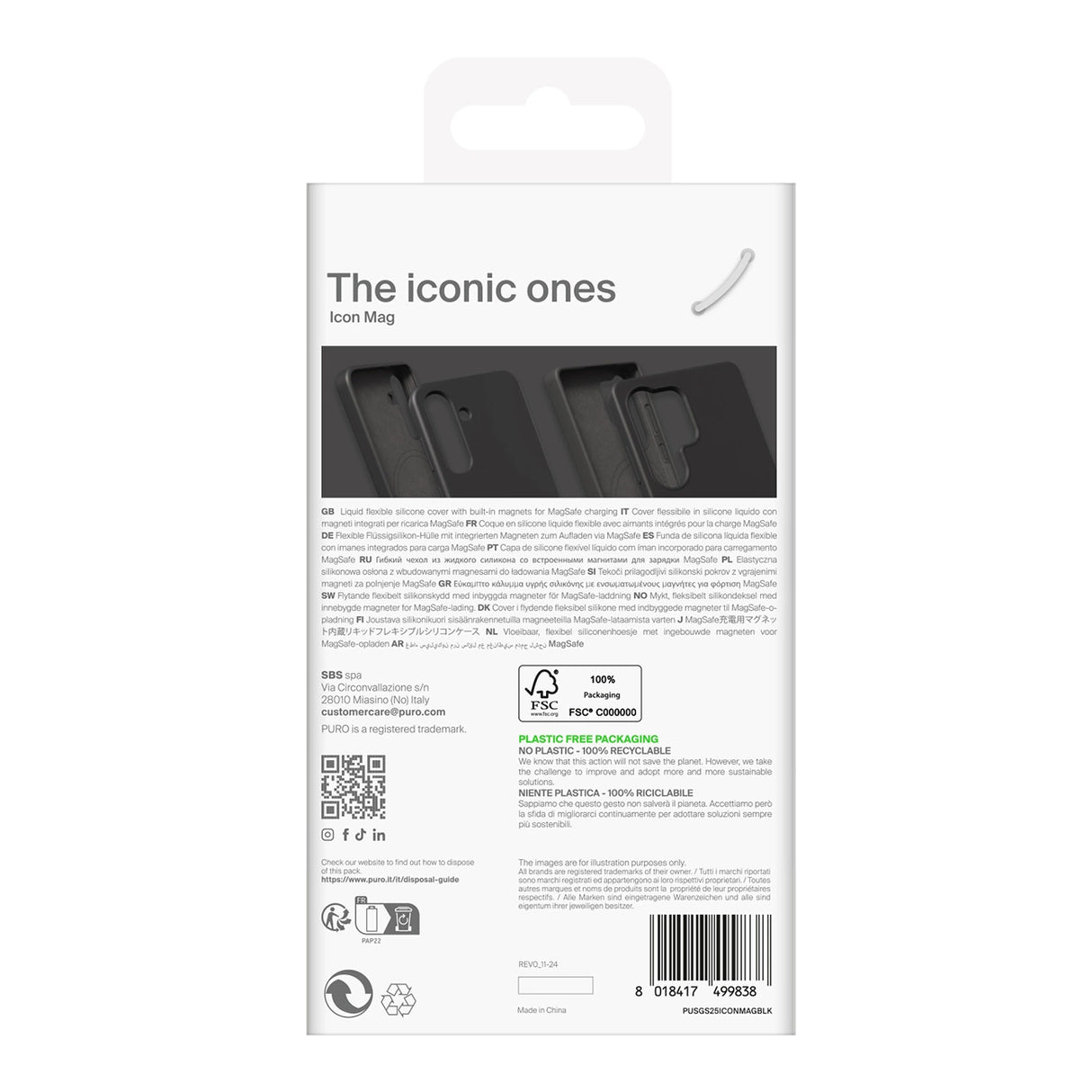 Puro Icon Mag Silicone Case med MagSafe til Samsung Galaxy S25 - sort