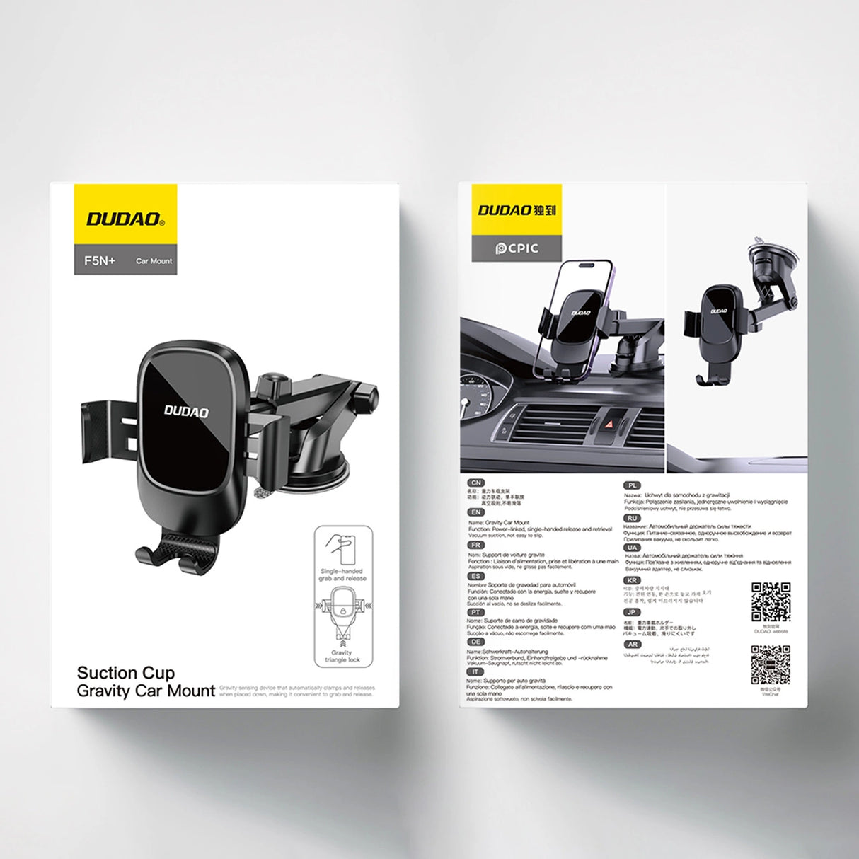 Dudao F5N+ smartphone holder med sugekop, gravity - sort